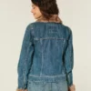 Jacheta din denim cu bordură din blană artificială Jacheta din denim cu bordură din blană artificială