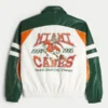 Jacheta din piele sintetică cu grafică University of Miami Hurricanes Jacheta din piele sintetică cu grafică University of Miami Hurricanes