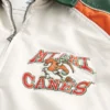 Jacheta din piele sintetică cu grafică University of Miami Hurricanes Jacheta din piele sintetică cu grafică University of Miami Hurricanes