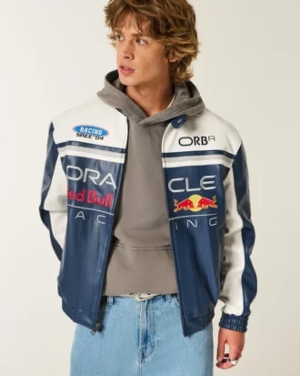 Jacheta din piele sintetică cu imprimeu Oracle Red Bull Racing