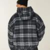 Jacheta skater cu glugă din flanelă în carouri Jacheta skater cu glugă din flanelă în carouri