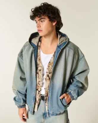 Jacheta skater din denim spălat Jacheta skater din denim spălat
