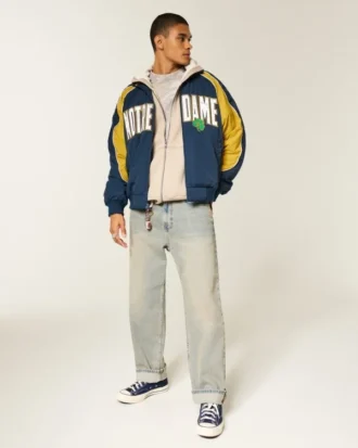 Jacheta universitară Fighting Irish cu imprimeu grafic Jacheta universitară Fighting Irish cu imprimeu grafic