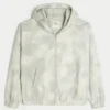 Jacheta windbreaker cu fermoar și imprimeu camuflaj