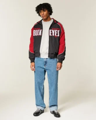 Jacheta windbreaker cu imprimeu Ohio State University Buckeyes Jacheta windbreaker cu imprimeu Ohio State University Buckeyes