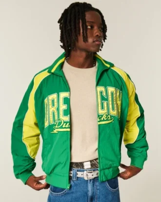 Jacheta windbreaker cu imprimeu University of Oregon Ducks Jacheta windbreaker cu imprimeu University of Oregon Ducks