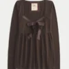 Lansare Holiday Vault Top babydoll din tricot cu satin și legătură în față Lansare Holiday Vault Top babydoll din tricot cu satin și legătură în față