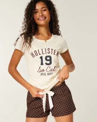 Mini pantaloni scurți din flanelă cu cravată din satin, din colecția Holiday Vault
