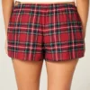 Mini pantaloni scurți din flanelă cu cravată din satin, din colecția Holiday Vault Mini pantaloni scurți din flanelă cu cravată din satin, din colecția Holiday Vault