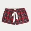 Mini pantaloni scurți din flanelă cu cravată din satin, din colecția Holiday Vault Mini pantaloni scurți din flanelă cu cravată din satin, din colecția Holiday Vault