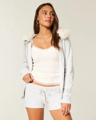 Mini pantaloni scurți din fleece