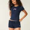 Mini pantaloni scurți din fleece cu imprimeu grafic Mini pantaloni scurți din fleece cu imprimeu grafic
