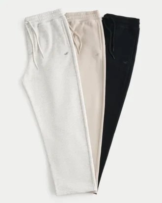 Pachet de 3 pantaloni jogging din fleece largi