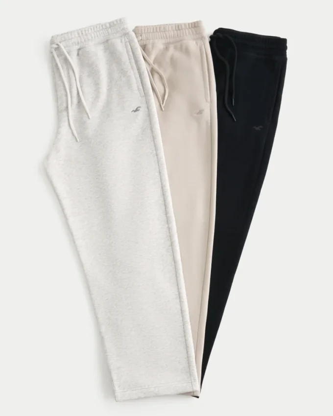 Pachet de 3 pantaloni jogging din fleece largi Pachet de 3 pantaloni jogging din fleece largi