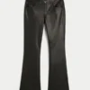 Pantaloni bootcut din piele sintetică cu talie joasă