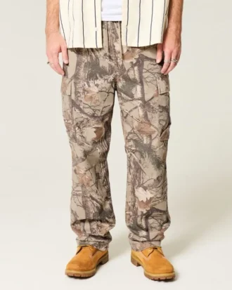 Pantaloni cargo largi, cu elastic