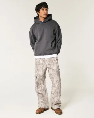 Pantaloni cargo super largi, camuflaj