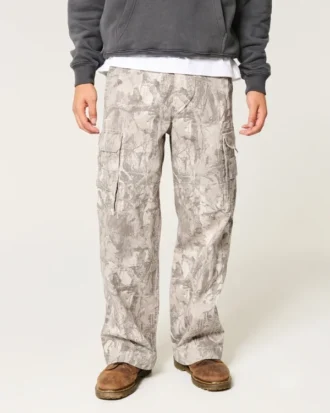 Pantaloni cargo super largi, camuflaj