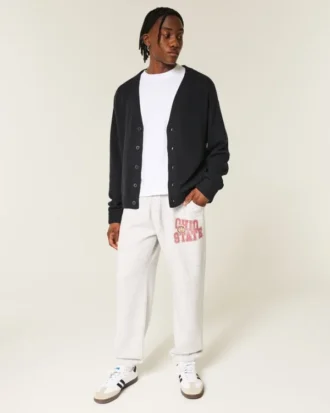 Pantaloni de jogging din fleece cu talie elastică și imprimeu Ohio State University Buckeyes