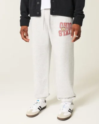 Pantaloni de jogging din fleece cu talie elastică și imprimeu Ohio State University Buckeyes