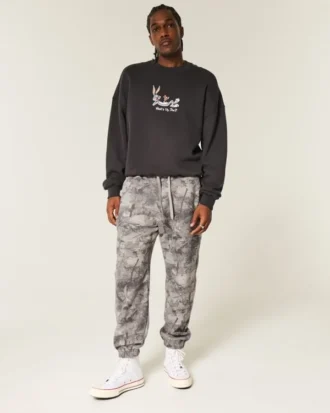 Pantaloni de jogging largi cu cordon