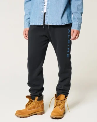 Pantaloni de jogging relaxați din fleece cu imprimeu alpin