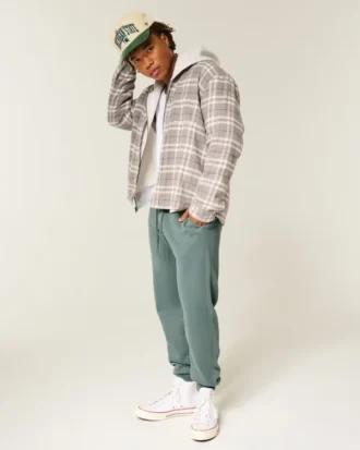 Pantaloni de jogging relaxați din fleece cu nervuri