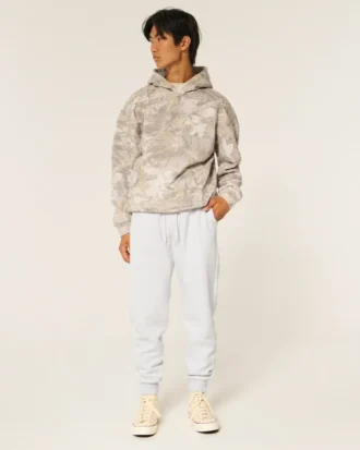 Pantaloni de jogging relaxați din fleece cu nervuri