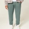 Pantaloni de jogging relaxați din fleece cu nervuri Pantaloni de jogging relaxați din fleece cu nervuri