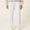 Pantaloni de jogging relaxați din fleece cu nervuri Pantaloni de jogging relaxați din fleece cu nervuri