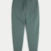 Pantaloni de jogging relaxați din fleece cu nervuri Pantaloni de jogging relaxați din fleece cu nervuri