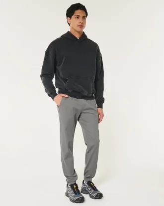 Pantaloni de jogging relaxați din twill