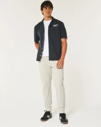 Pantaloni de jogging relaxați din twill