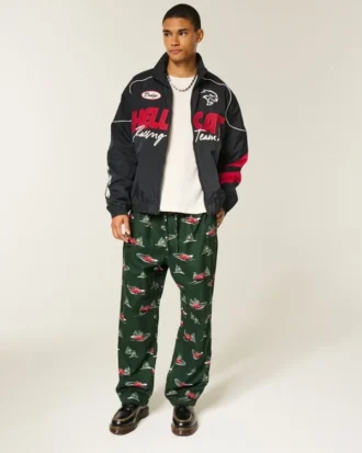 Pantaloni de pijama din flanelă cu imprimeu Car Graphic