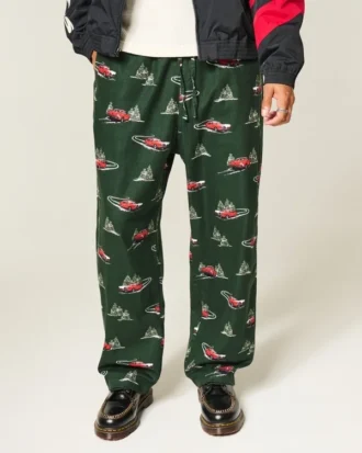 Pantaloni de pijama din flanelă cu imprimeu Car Graphic