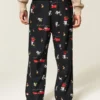Pantaloni de pijama din flanelă cu imprimeu Tom și Jerry Pantaloni de pijama din flanelă cu imprimeu Tom și Jerry