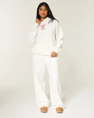 Pantaloni de trening largi cu imprimeu Candy Cane