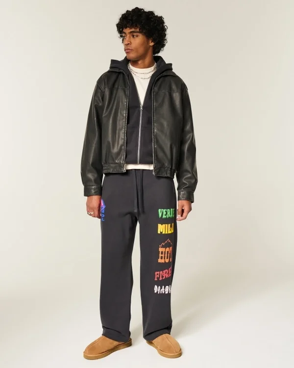 Pantaloni de trening largi cu imprimeu Hollister x Taco Bell Pantaloni de trening largi cu imprimeu Hollister x Taco Bell