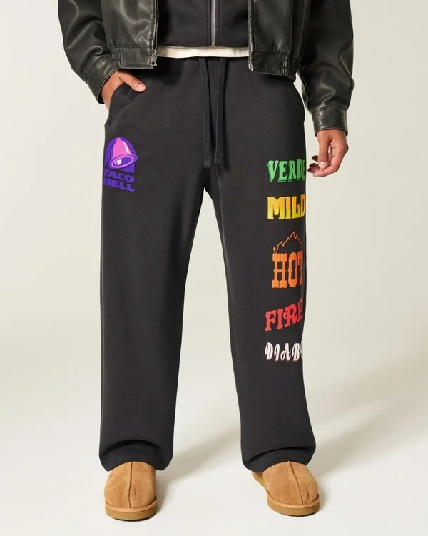 Pantaloni de trening largi cu imprimeu Hollister x Taco Bell Pantaloni de trening largi cu imprimeu Hollister x Taco Bell