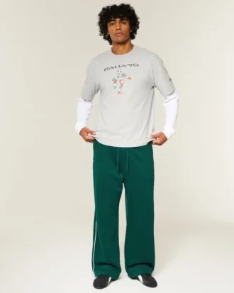 Pantaloni de trening super largi cu borduri
