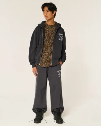 Pantaloni de trening super largi cu imprimeu „Class of 26”