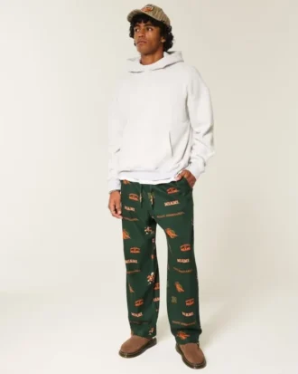 Pantaloni din flanelă cu imprimeu University of Miami Hurricanes