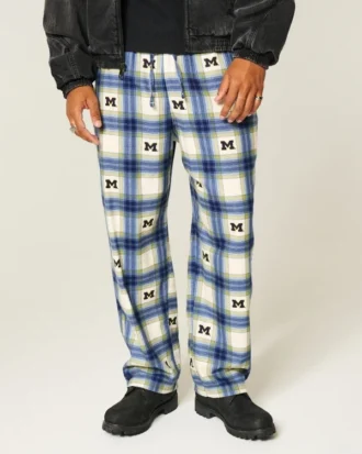 Pantaloni din flanelă cu imprimeu Wolverines de la Universitatea din Michigan