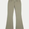 Pantaloni evazați cu talie brodată ultra joasă Pantaloni evazați cu talie brodată ultra joasă