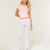 Pantaloni evazați cu talie pliată, din tricot confortabil Pantaloni evazați cu talie pliată, din tricot confortabil