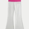 Pantaloni evazați cu talie pliată și imprimeu hibiscus Pantaloni evazați cu talie pliată și imprimeu hibiscus