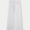 Pantaloni evazați din tricot cu talie pliată Pantaloni evazați din tricot cu talie pliată