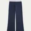 Pantaloni evazați din tricot cu talie pliată Pantaloni evazați din tricot cu talie pliată