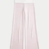 Pantaloni evazați din tricot cu talie pliată Pantaloni evazați din tricot cu talie pliată