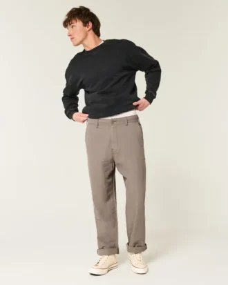 Pantaloni largi cu talie elastică din amestec de in